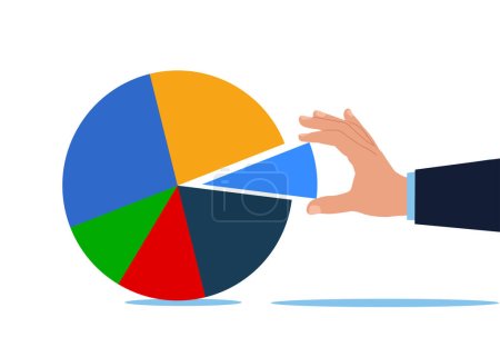 Illustration for Arrange pie chart as rebalancing investment portfolio. Flat vector illustration - Royalty Free Image