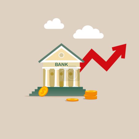 Increasing of interest rates, business profit growth. Flat vector illustration