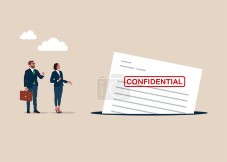 Illustration for Paper confidential and private document office information protection fell into a pit. - Royalty Free Image