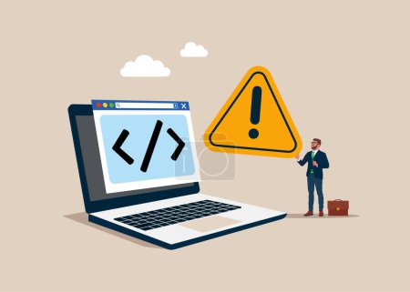 Worst writing application. Website coding. Programming code. Web UI-UX design software developer concept on laptop. Vector illustration