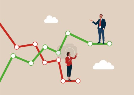 Illustration for Inequality between man and woman wage. Flat vector illustration - Royalty Free Image