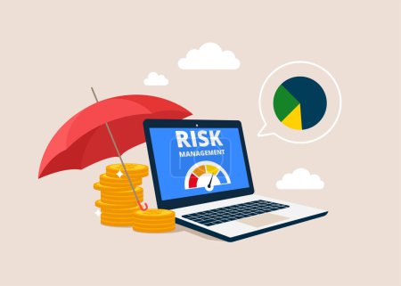 Risk management and assessment online. Business and investment concept. Flat vector illustration