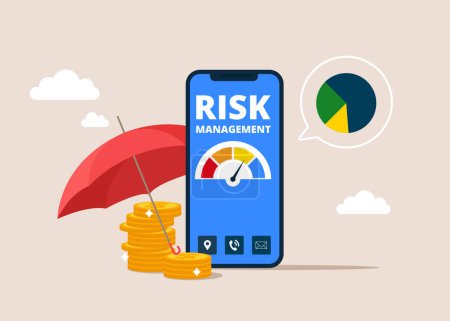 Evaluate, analysis risk business and investment concept. Risk management and assessment online. Flat vector illustration