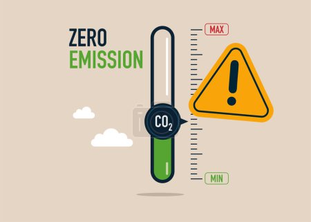 Poor performance energy to energy and transportation.  Arrow pointer to lowest level of CO2. Flat vector illustration
