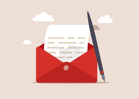 E-Mail-Kommunikation für beste Geschäftsverhandlungen. E-Mails schreiben wie professionell. Moderne Vektorillustration im flachen Stil.