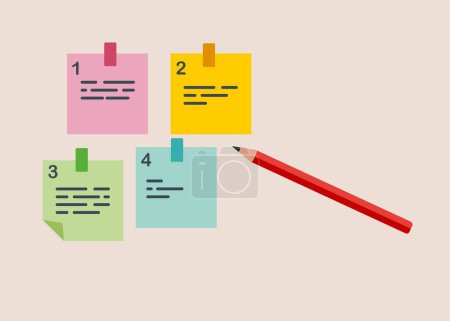 Illustration for Pencil sorting important or urgency tasks, prioritize work for project management. Modern vector illustration in flat style - Royalty Free Image