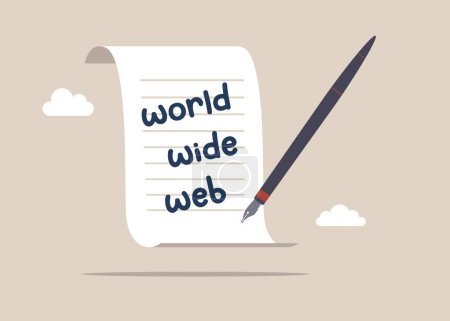 "World wide web "escrito en el bloc de notas. Moderna ilustración vectorial plana.