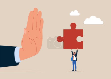 Illustration for Showing her palm with refusing. Fraud and failure business. Flat vector illustration. - Royalty Free Image