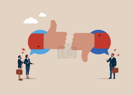 Conflict and argument between colleagues, controversy or difference opinion. Service quality assessment.  Flat vector illustration.