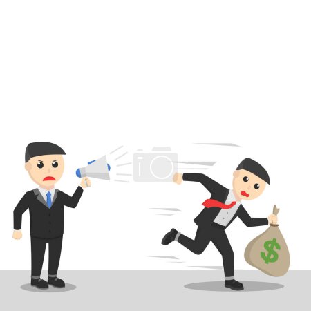 Illustration for Businessman run away with the  money - Royalty Free Image
