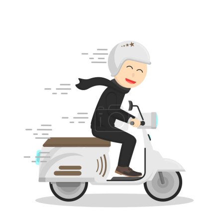 Téléchargez les illustrations : Homme d'affaires sur un scooter excès de vitesse une traînée - en licence libre de droit