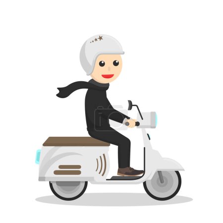 Téléchargez les illustrations : Homme d'affaires sur un scooter excès de vitesse une traînée - en licence libre de droit