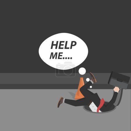 Illustration for Businessman fall into debt hole - Royalty Free Image