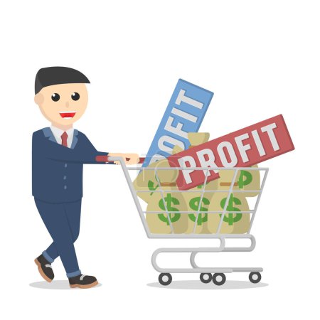 Illustration for Businessman pick up the company profit - Royalty Free Image