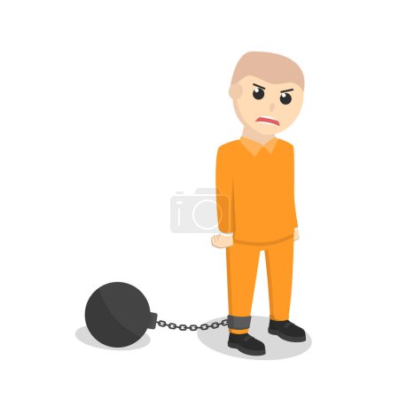 Illustration for Prisoner chain ball job design character on white background - Royalty Free Image