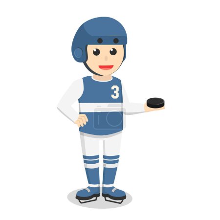 Illustration for Hockey Player holding puck design character on white background - Royalty Free Image