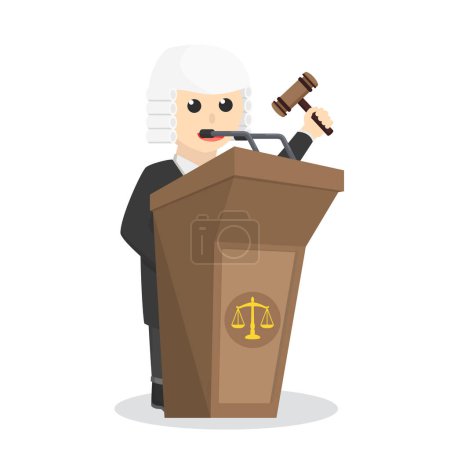 Téléchargez les illustrations : Juge avec le caractère de conception de podium sur fond blanc - en licence libre de droit