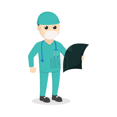 Illustration for Surgeon looking mri scan result design character on white background - Royalty Free Image