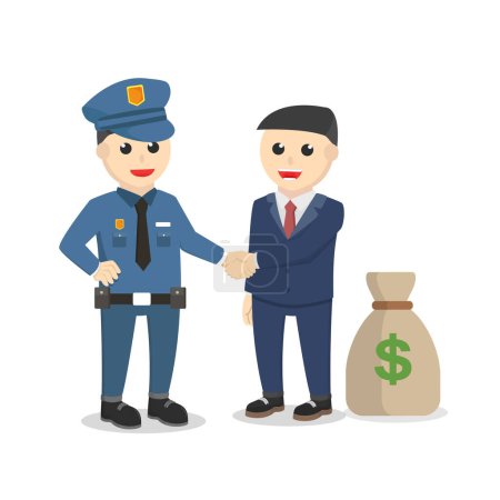 Ilustración de Policía de soborno con diseño de dinero sobre fondo blanco - Imagen libre de derechos