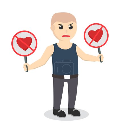 Illustration for Bald man hate valentine design character on white background - Royalty Free Image