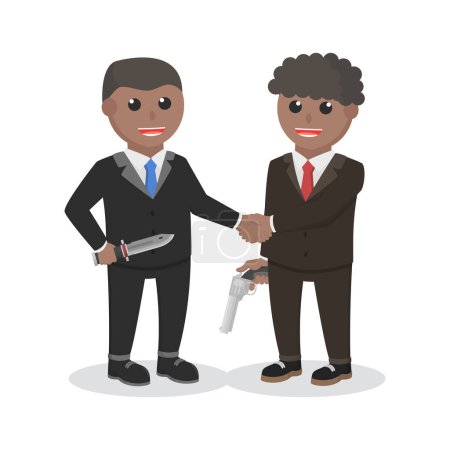 Illustration for Businessman african cooperation with distrust design character on white background - Royalty Free Image