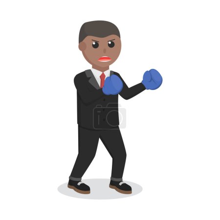 Illustration for Businessman african boxer ready to fight design character on white background - Royalty Free Image