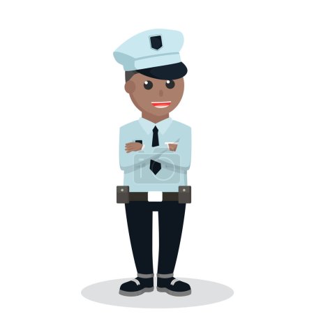 Illustration for Police african officer and property design character on white background - Royalty Free Image