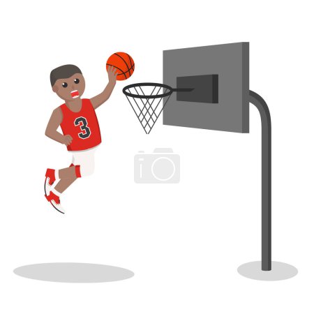 Illustration for Basketball player african slam dunk design character on white background - Royalty Free Image