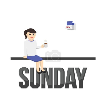 Illustration for Business woman secretary sunday design character on white background - Royalty Free Image