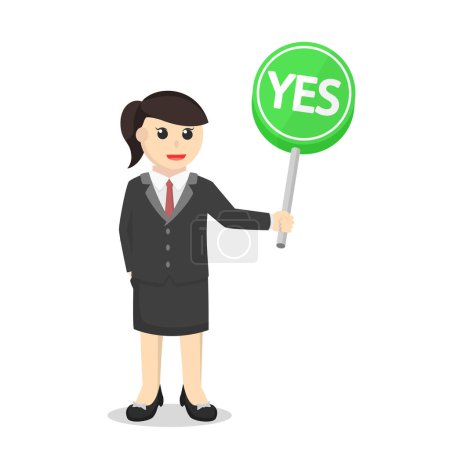 Illustration for Business woman secretary showing yes sign design character on white background - Royalty Free Image