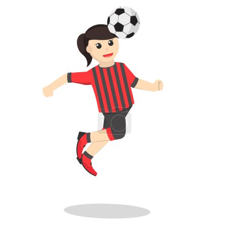 Illustration for Football player woman jumping And heading ball - Royalty Free Image