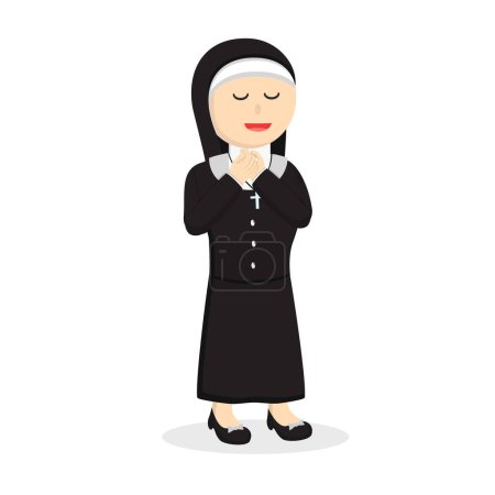 Illustration for Nun praying design character on white background - Royalty Free Image