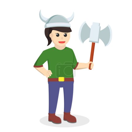 Illustration for Viking soldier woman with axe design illustration - Royalty Free Image