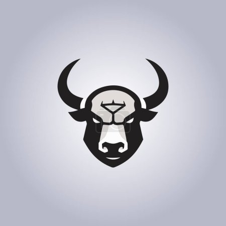Illustration for Logo bull cyberpunk flat details - Royalty Free Image