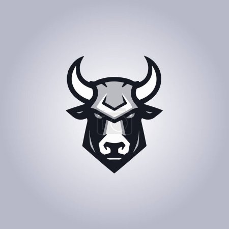 Téléchargez les illustrations : Logo taureau icône de design cyberpunk - en licence libre de droit