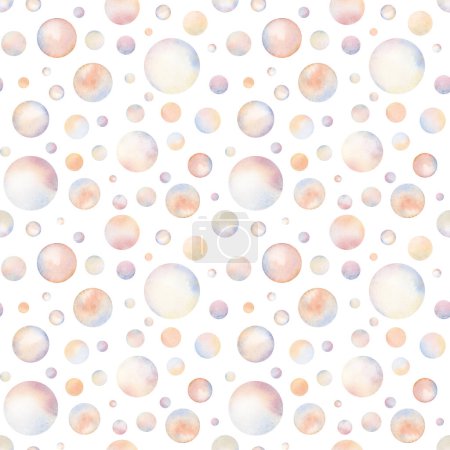 Photo for Nautical seamless pattern with watercolor soap bubbles on white background for kids nursery designs, textiles and fabrics, stationary - Royalty Free Image
