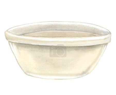 Photo for Transparent empty glass bowl watercolor illustration isolated on white background for cookbooks, recipes, menu designs. - Royalty Free Image