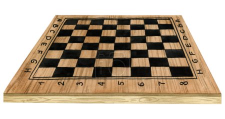 Photo for Wooden chess board side view watercolor illustration isolated on white background. Hand drawn brown and black empty desk with no pieces for Chess day designs. - Royalty Free Image