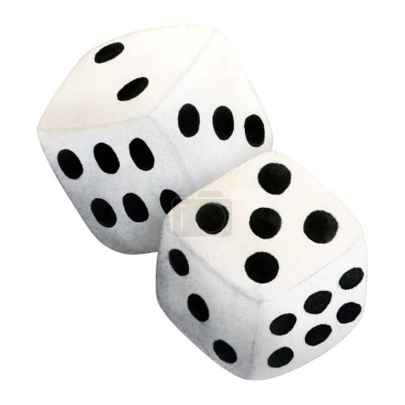 Foto de Dos dados blancos cubos aislados acuarela ilustración para el juego de casino, juegos de mesa de backgammon diseños realistas - Imagen libre de derechos