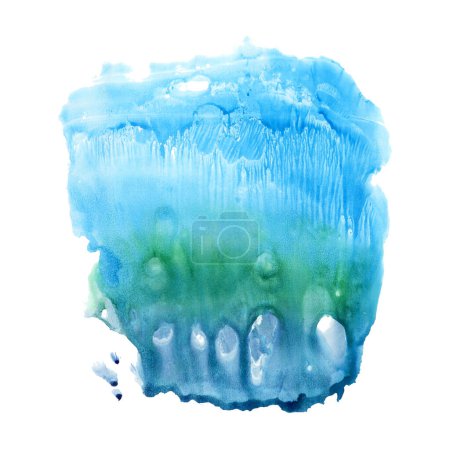 Téléchargez les photos : Aquarelle dégradé d'eau bleu-vert avec fond marin grottes fond isolé sur blanc pour les conceptions nautiques. - en image libre de droit