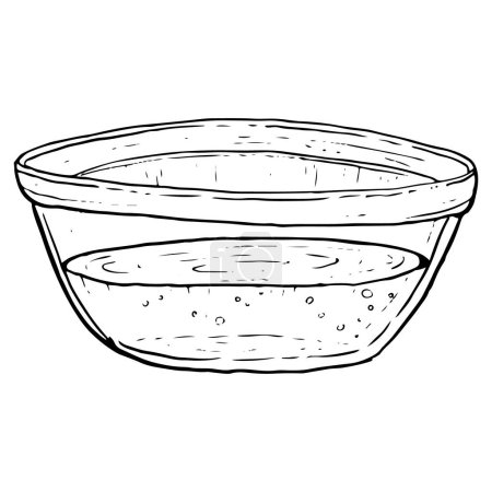 Téléchargez les illustrations : Vector honey in glass bowl line croquis illustration. Huile d'olive de cuisson dans une assiette profonde clipart pour livres de cuisine, recettes et dessins de cuisine. - en licence libre de droit