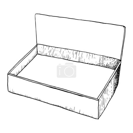 Téléchargez les illustrations : Boîte vectorielle en carton simple pour beignets et pâtisserie Illustration. Modèle de boîte vide. - en licence libre de droit