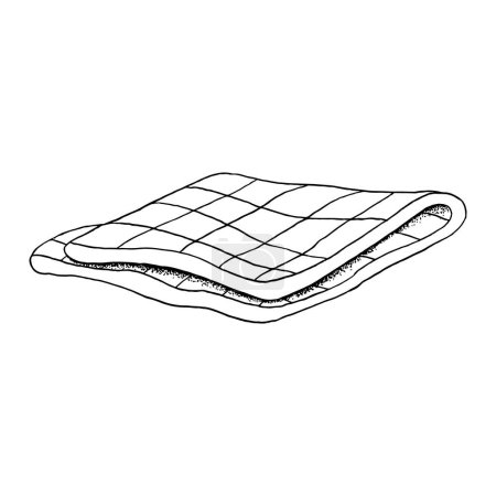 Ilustración de Ilustración de vectores de toallas de cocina a rayas. Dibujo a mano gráfico en blanco y negro para el desayuno rústico y los diseños de picnic. Libro de cocina, receta, elemento revista. - Imagen libre de derechos