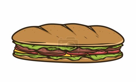 Ilustración de Sándwich con queso y ternera - Imagen libre de derechos