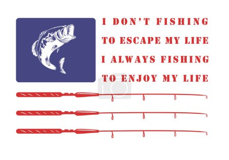 Illustration for Fishing quotes design, USA flag - Royalty Free Image