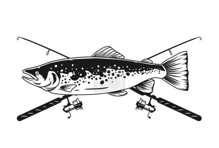 Illustration for Salmon & Hook logo design - Royalty Free Image