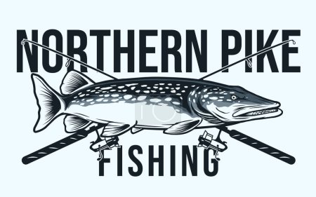 Illustration for Northern pike fishing vector design - Royalty Free Image