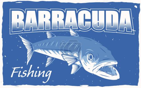 Téléchargez les illustrations : Barracuda affiche de pêche design pour imprimer - en licence libre de droit