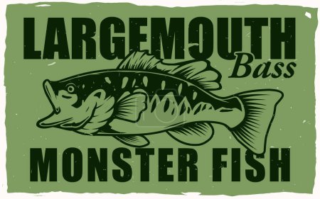Illustration for Largemouth bass fishing poster for print - Royalty Free Image