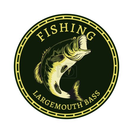 Illustration for Largemouth bass fishing logo badge design - Royalty Free Image
